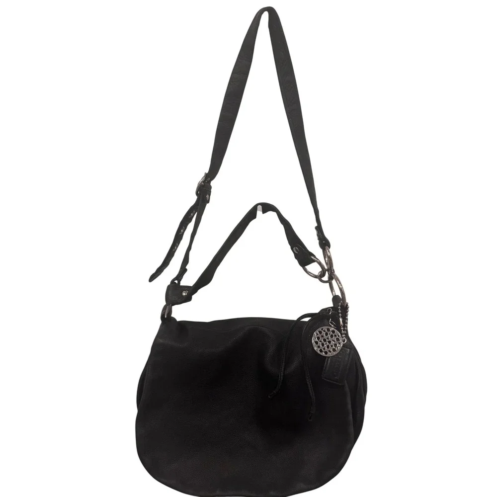 Coach Ali?Black Leather‎ Hobo Bag Silver Tone Hardware vintage 10x14x3 Prelove